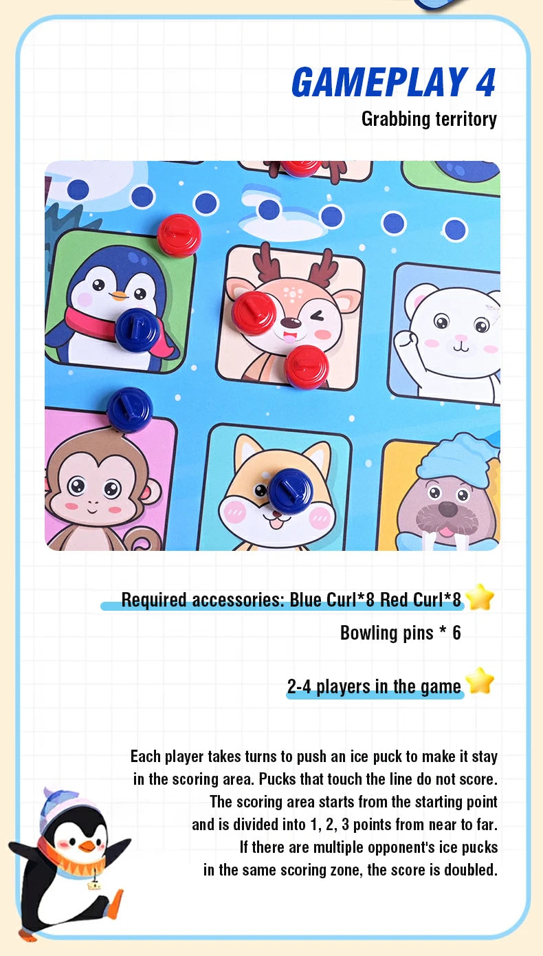 Juego de Mesa Curling 5 en 1 para Familia Hockey sobre Hielo