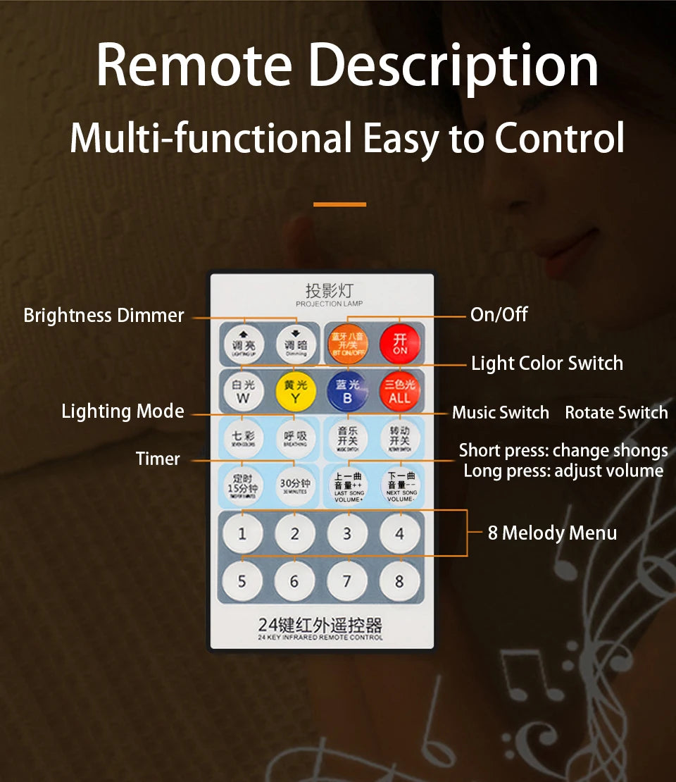 Proyector de Galaxia Bluetooth Luz Nocturna para Niños