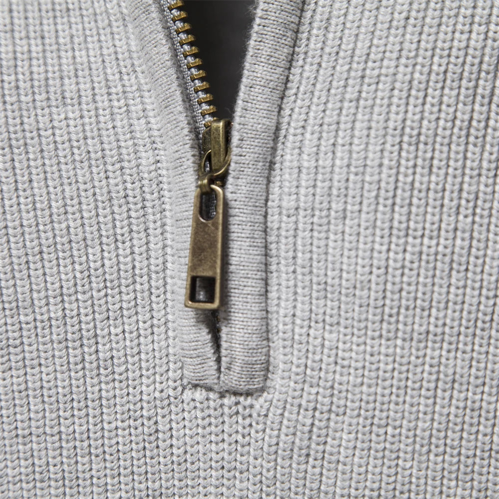 Cárdigans de algodón con cremallera para hombre, suéteres sociales informales a la moda, suéter de punto cálido de cuello alto para invierno, novedad de 2023
