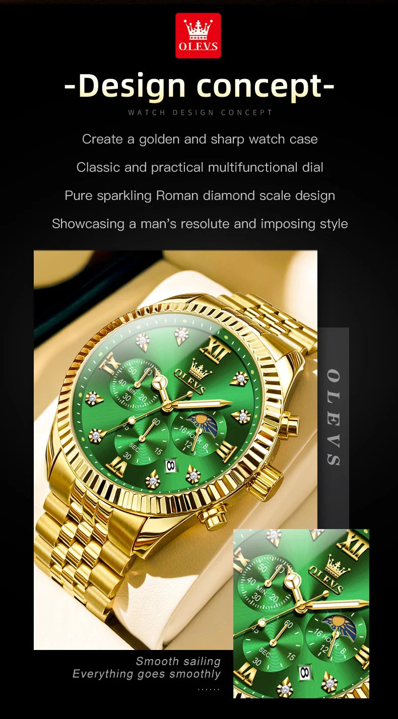 Reloj de Cuarzo OLEVS 2932 para Hombre con Cronógrafo y Diamantes