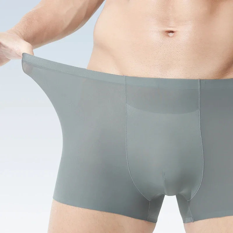 Ropa interior para hombre, venta al por mayor, boxers sin costuras de seda helada, antibacterianos, transpirables, deportivos, finos y cómodos de verano