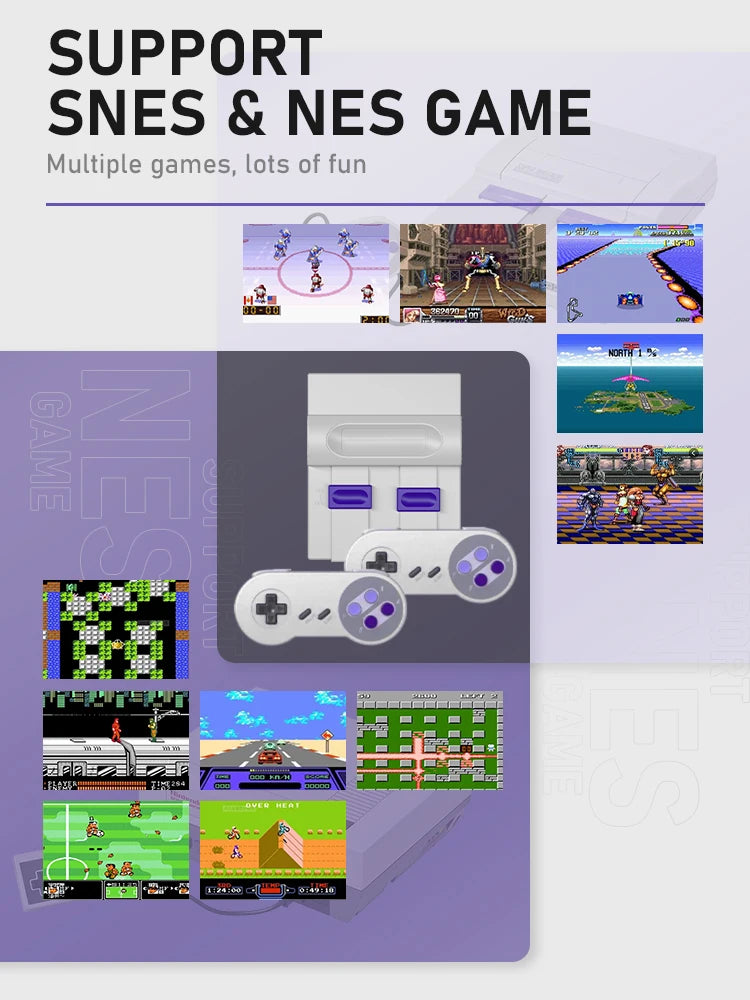 Mini consola de videojuegos Retro Dendy inalámbrica de 16 bits, más de 4400 juegos para consola Super NES SFC FC 4k para SNES