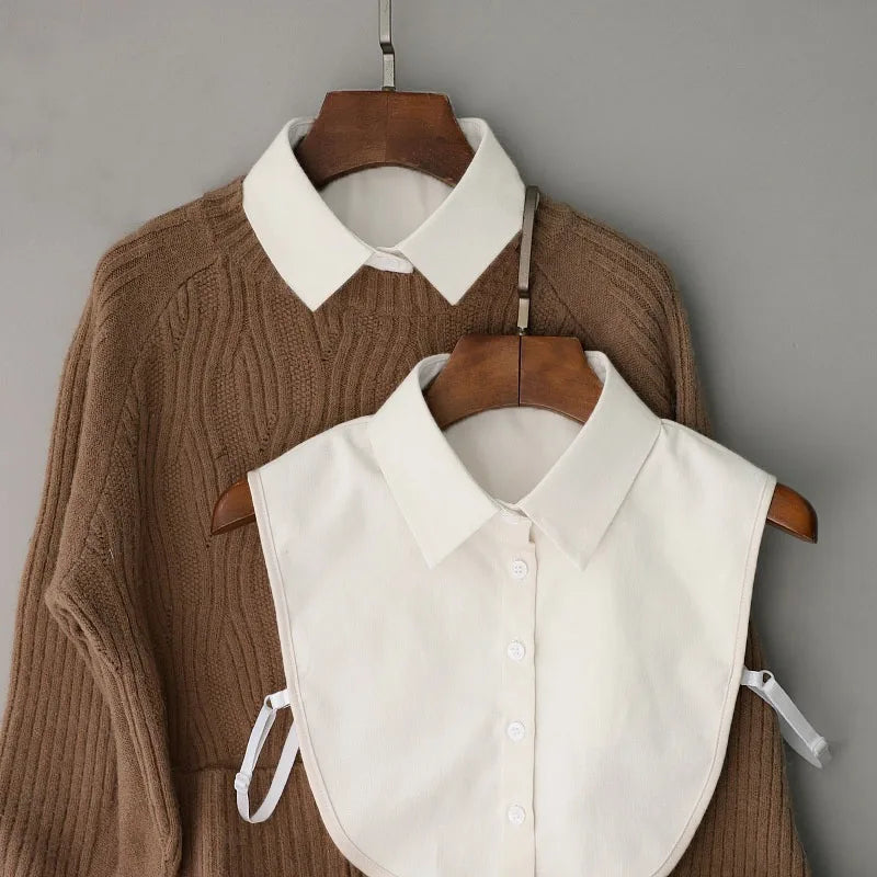 Cuello de Camisa Falso de Talla Única, Elegante y Desmontable con Botones para Estilo de Atuendo en Capas, Accesorio de Moda, Diseño sin Mangas