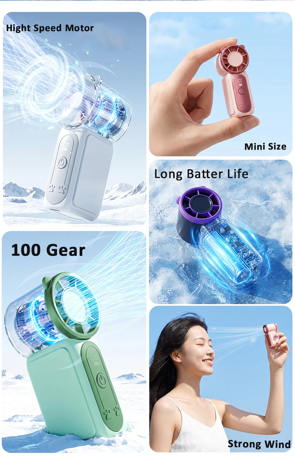 Mini Ventilador Portátil de Mano USB para Exteriores
