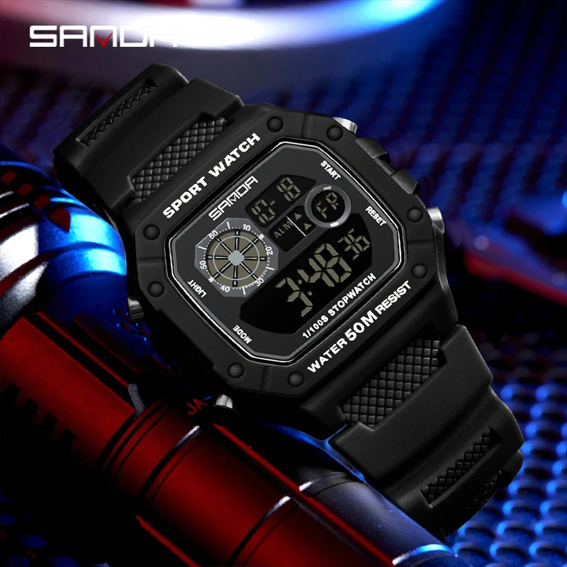 Reloj Digital SANDA 2202 para Hombre, LED Deportivo Impermeable 5 Bar
