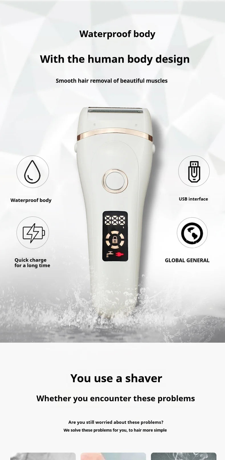 Maquinillas de Afeitar Eléctricas para Mujer, Depiladora Facial, Depilación sin Dolor, Cuchilla de Afeitar Corporal para Brazos, Manos, Piernas, Bikini, Depiladora