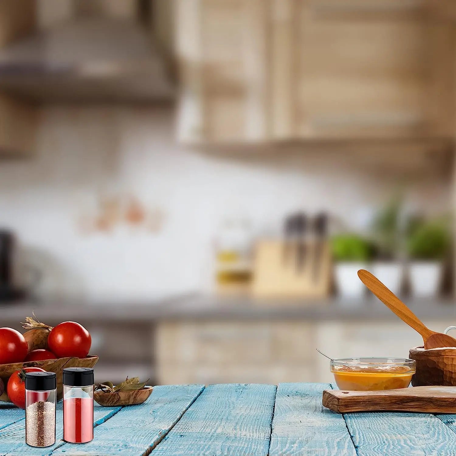 LMETJMA-tarro de especias de plástico transparente con tapas agitadoras, contenedores de condimentos para cocina, almacenamiento de especias en polvo, JT198
