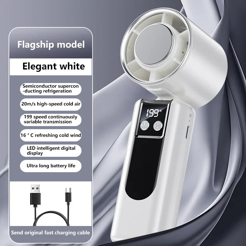 Ventilador de Mano con 199 Velocidades y Pantalla Digital