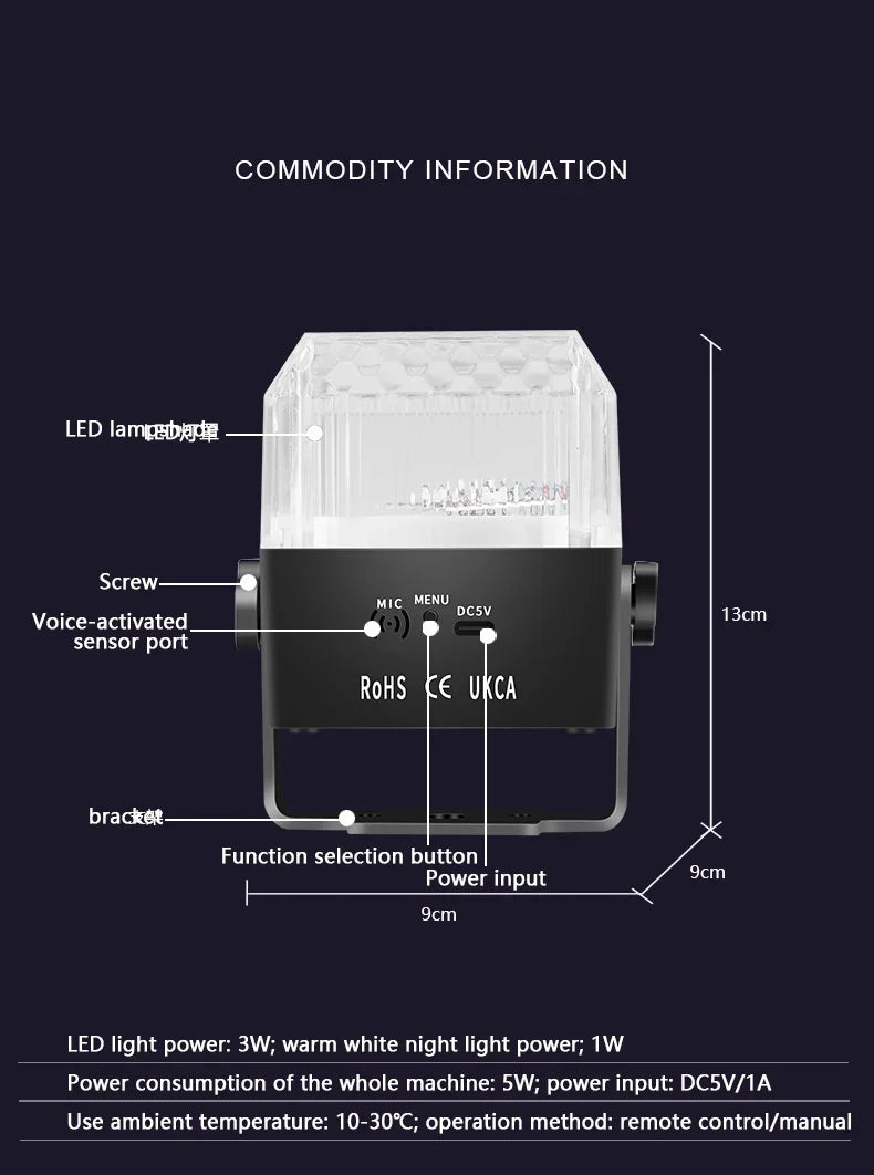 Luz LED Nocturna con Control Remoto para Fiesta