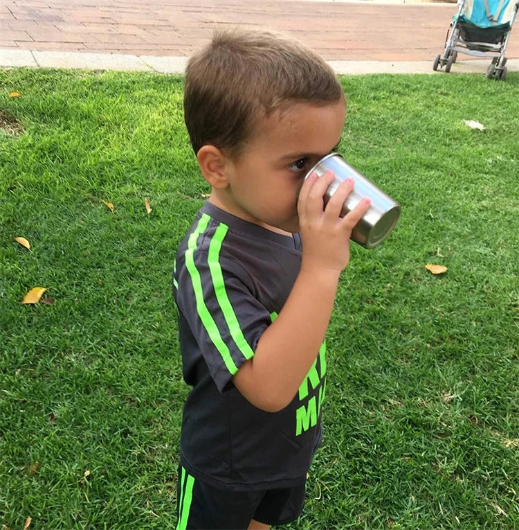 LMETJMA-vasos de pinta de acero inoxidable de 500ML, vasos de agua irrompibles, vasos de Metal reutilizables apilables para niños, viajes JT66