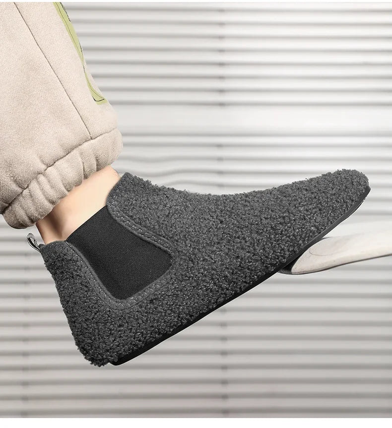 YRZL, zapatos cálidos de algodón para invierno, zapatillas de interior para el hogar para hombre, zapatos informales de algodón de felpa con parte inferior fina, zapatillas antideslizantes de suela suave para hombre