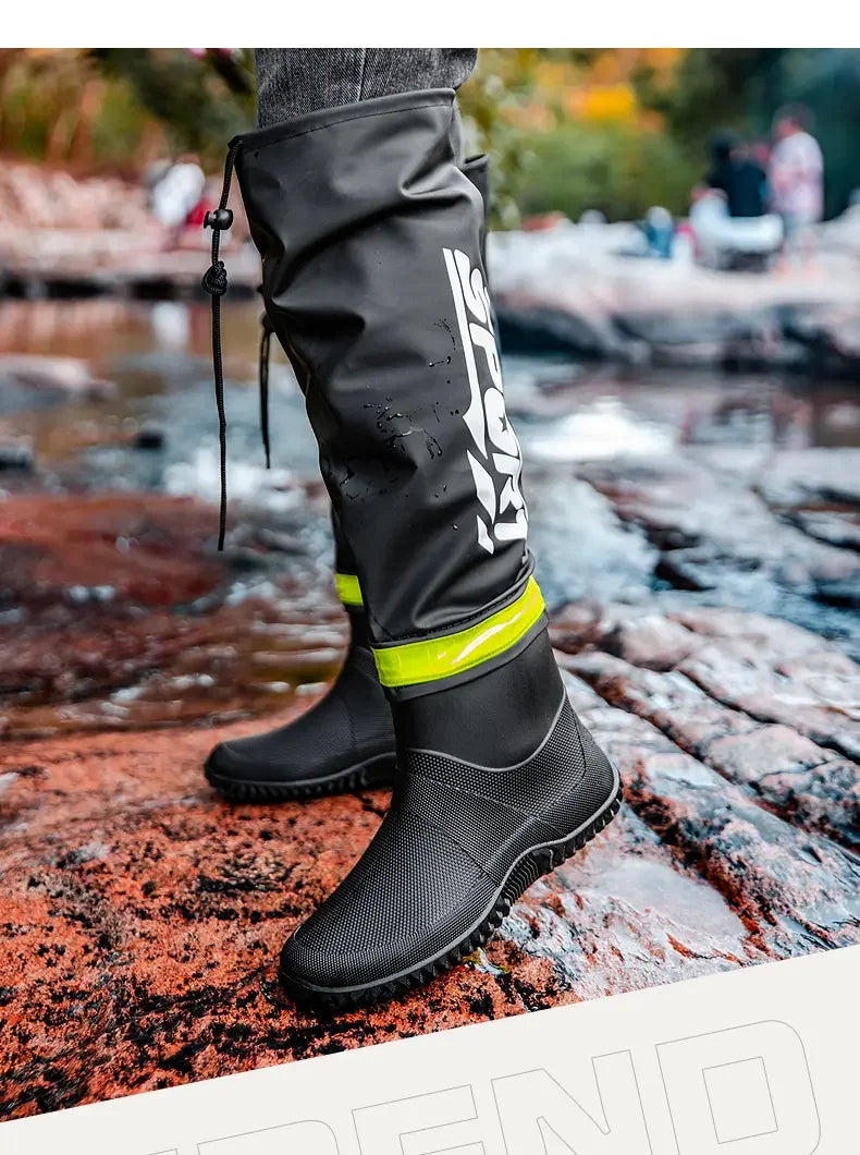 Botas de lluvia para hombre impermeables antideslizantes de caña alta