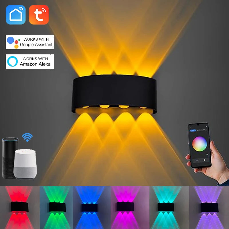 Lámpara de Pared Smart RGB Exterior Tuya Compatible Alexa