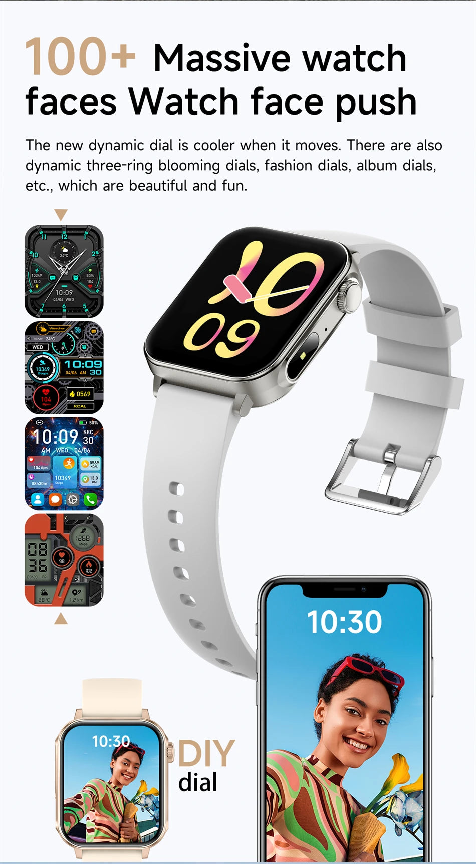 Smartwatch LIGE con llamadas Bluetooth, monitor de salud y carga rápida tipo C