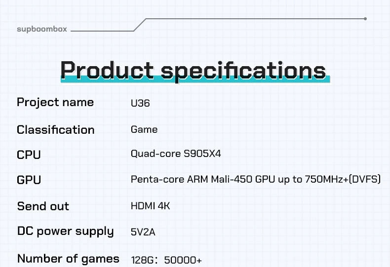Nuevo Control de Videojuegos Retro U36 con 128 GB y Más de 50000 Juegos, Consola de Juegos Portátil para TV, Videojuego HD 4K, Regalo