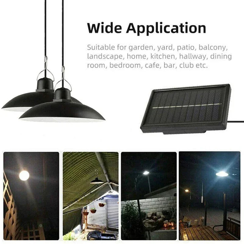 Lámpara colgante Solar de 2/1 cabezal, lámpara remota para exteriores, lámpara de jardín de energía impermeable, cobertizo de jardín interior, LED de Granero con control remoto