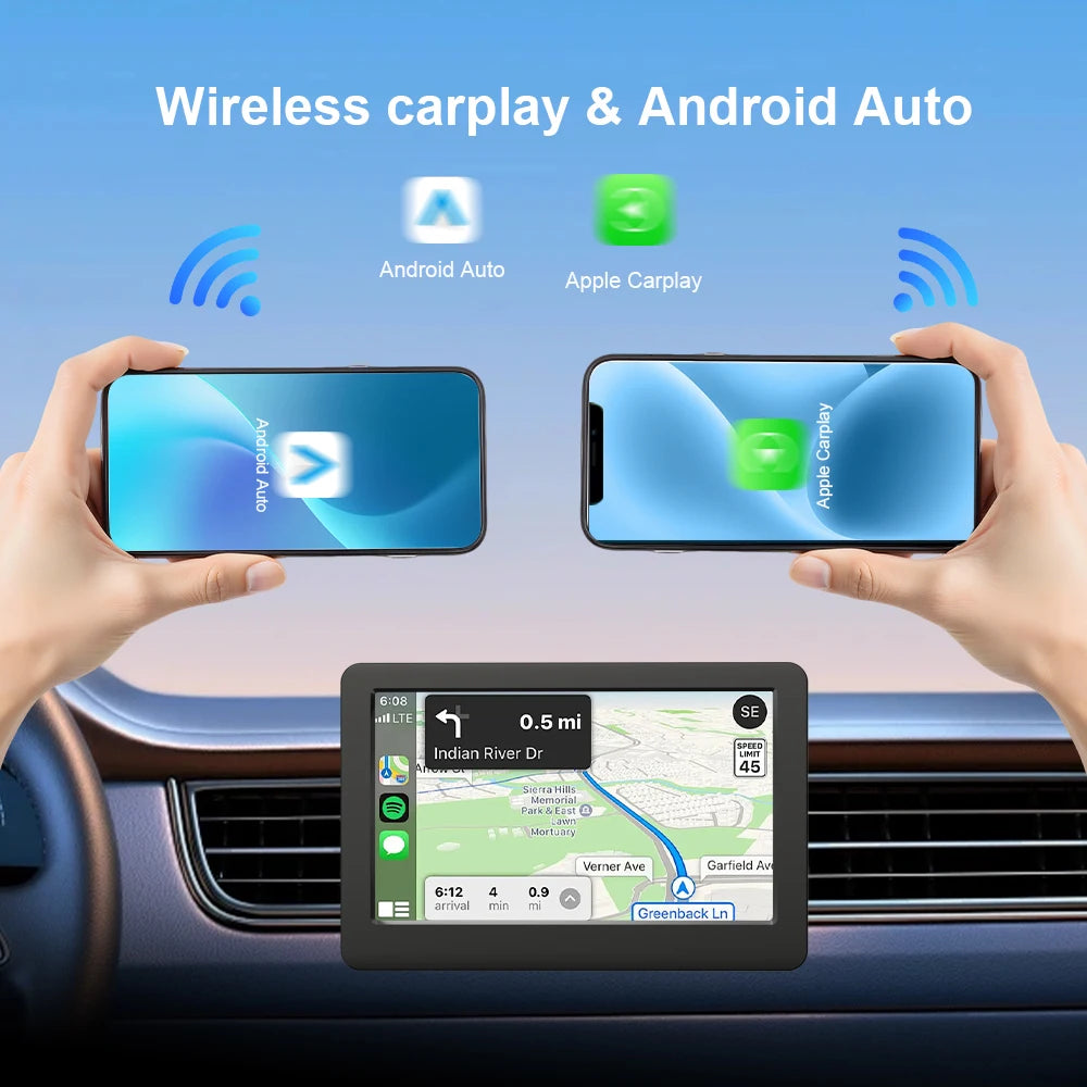 Radio Portátil para Auto 4.3 Pulgadas con CarPlay y Android Auto