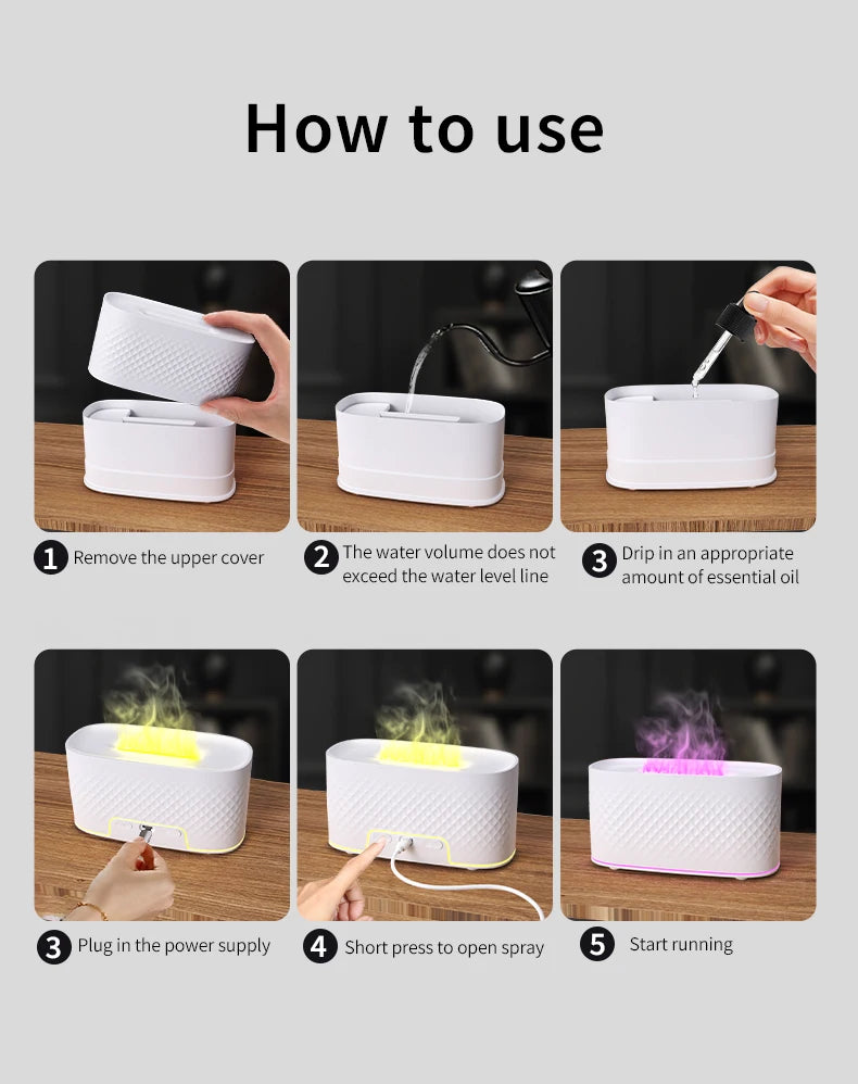 Nueva lámpara de ambiente colorida USB, máquina de aromaterapia de escritorio para el hogar y la Oficina, humidificador creativo de llama con grietas, pulverizador de atomización de aire
