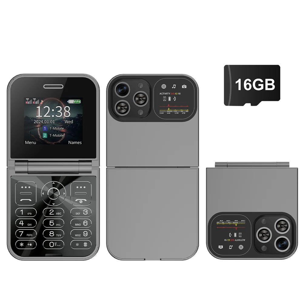 SERVO F15 Mini teléfono móvil pequeño con tapa 2 SIM en espera velocidad Dial linterna de voz mágica grabación de llamadas 2G GSM lindo teléfono móvil plegable