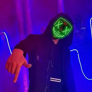 Máscara de Halloween Poptrend, máscara con luz LED, máscara aterradora para Festival, Cosplay, disfraz de Halloween, fiestas de disfraces, regalo de Carnaval
