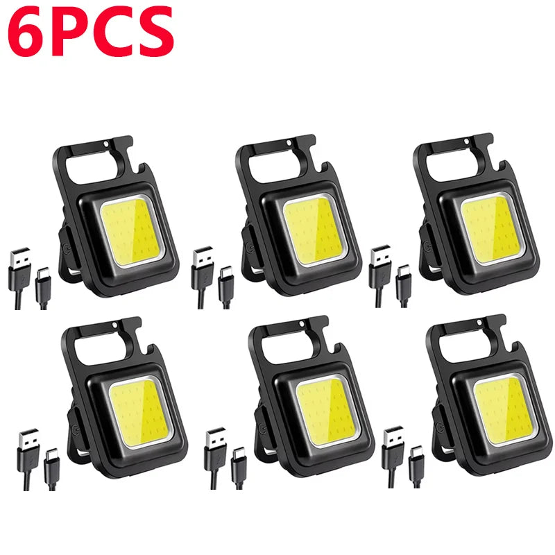 Mini Linterna COB Llavero USB Recargable para Camping