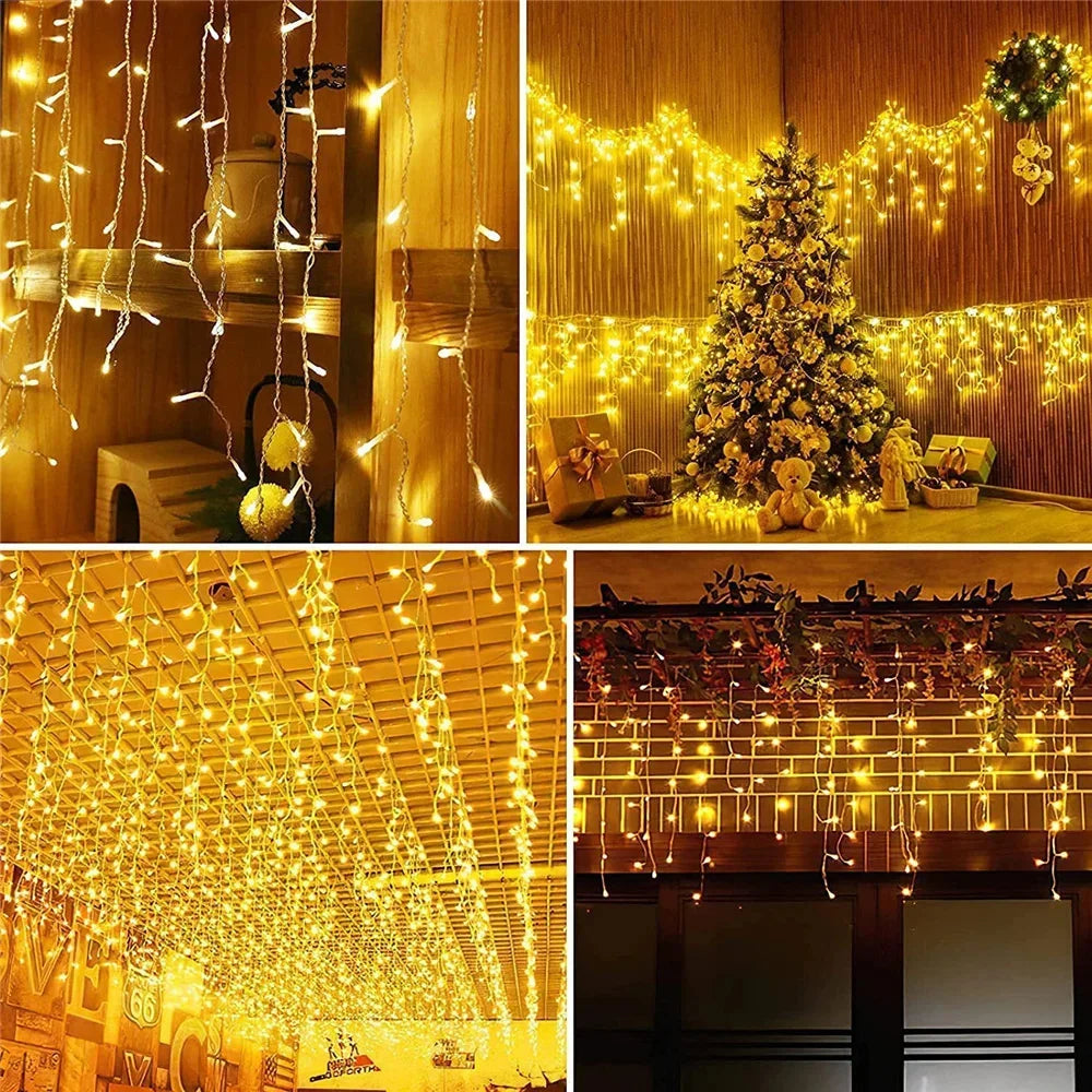 Guirnalda Solar LED en Forma de Carámbanos 3.5M para Jardín y Eventos