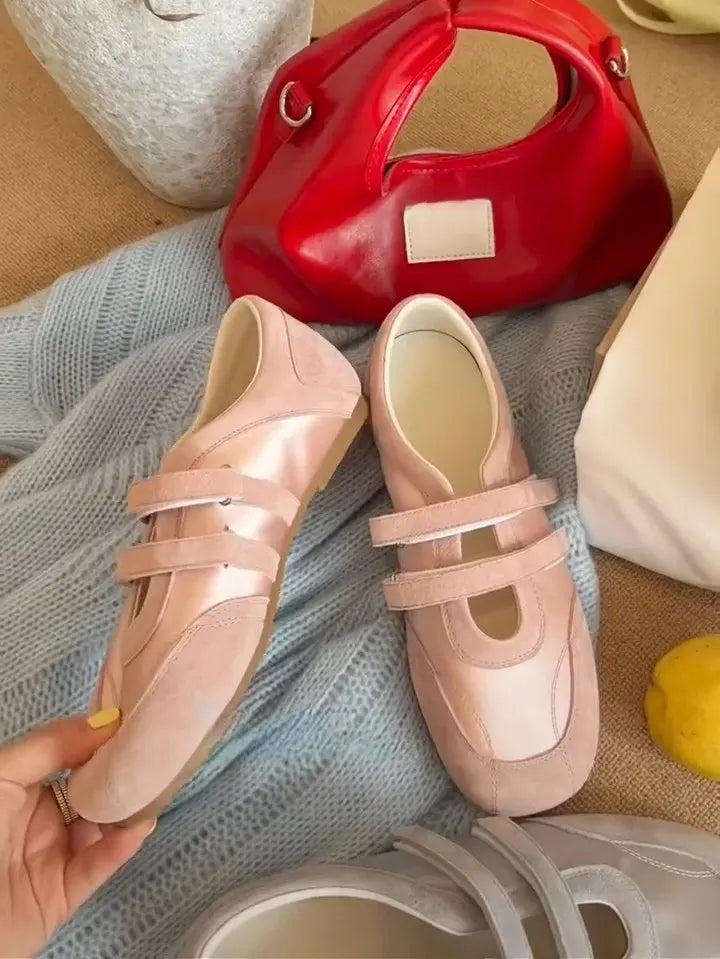 Zapatos Mary Jane para Mujer, Primavera-Otoño 2026 |   Zapatos Planos de Lona Estilo Francés |   Zapatos Casuales con Puntera Ancha, Suela Suave y Cierre de Velcro