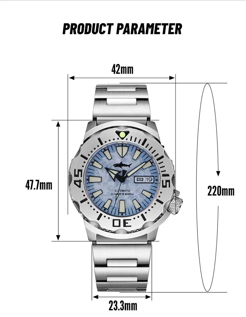 Reloj de Buceo Mecánico HEIMDALLR V2 Monster, Cristal Zafiro, NH36A, 20 Bar