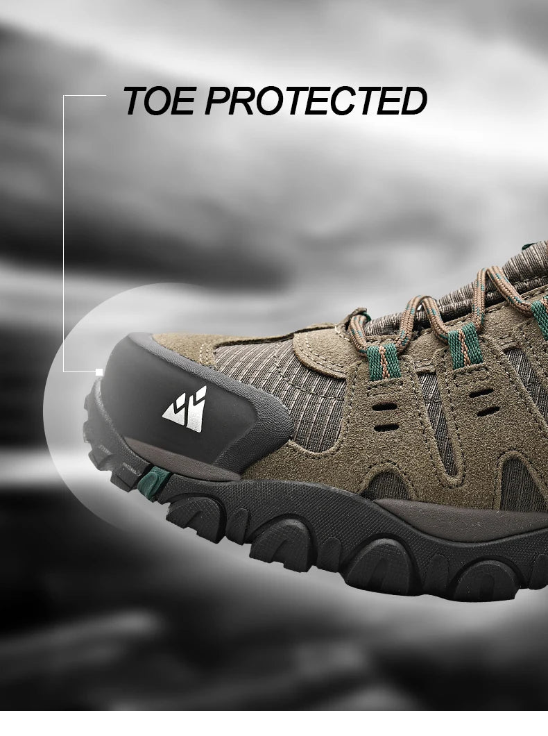 Zapatos de senderismo HIKEUP para hombre, zapatos de exterior de piel de ante, zapatillas tácticas resistentes al desgaste para senderismo, caminar y cazar