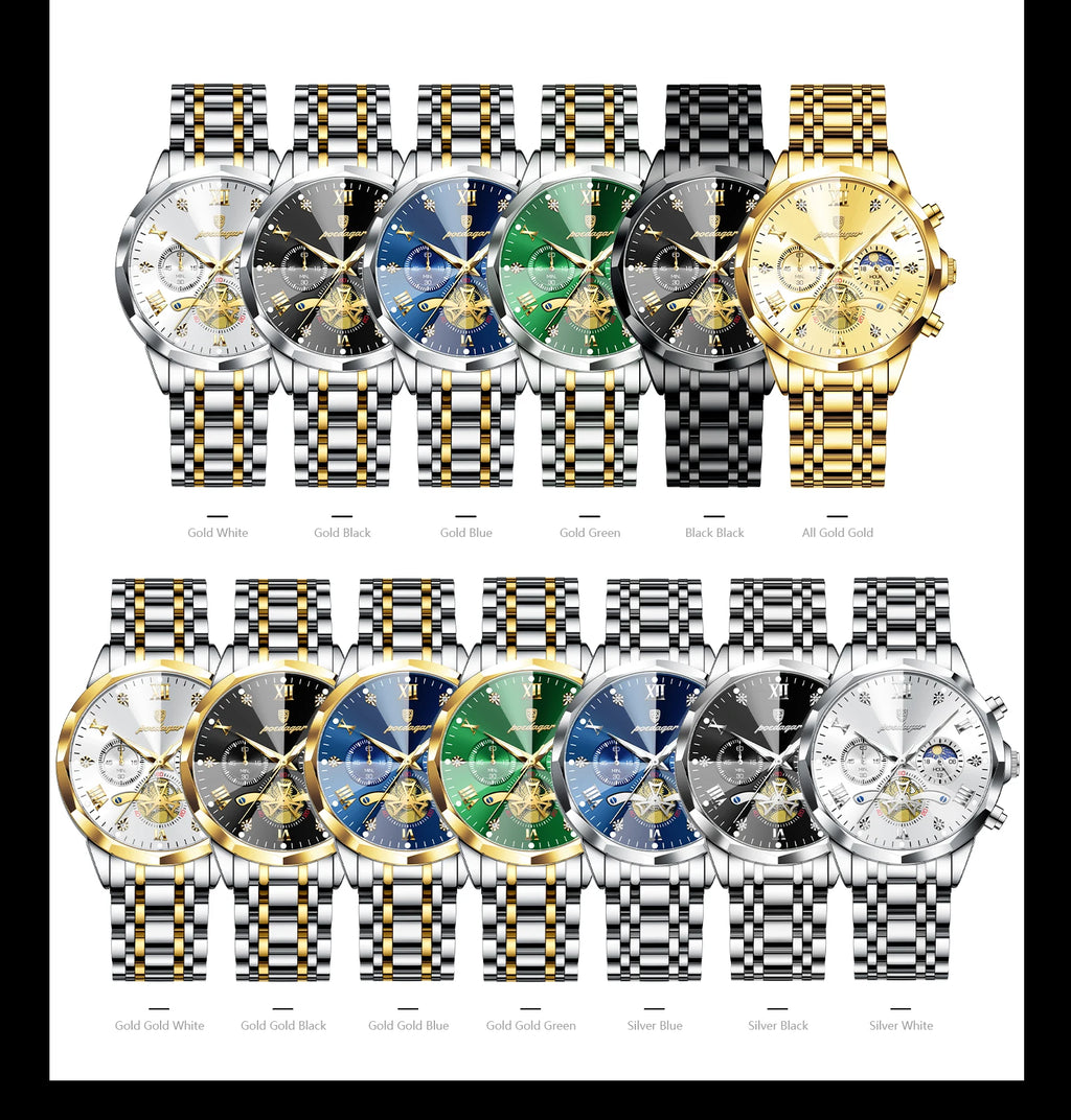 Reloj POEDAGAR de Lujo Cuarzo Acero Inoxidable