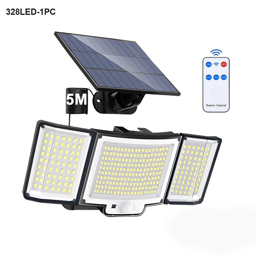 Lámpara Solar LED con Sensor de Movimiento para Jardín y Exterior