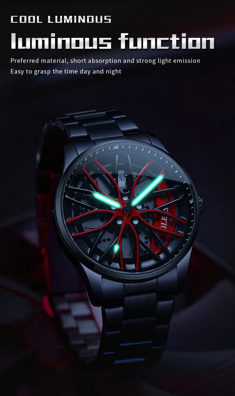 Reloj de Cuarzo OLEVS 9937 para Hombre con Esfera Giratoria de Acero