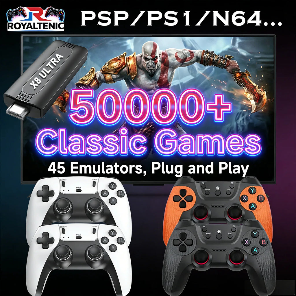 M15 X8ULTRA 4K Game Stick 128G Consola de Videojuegos con Más de 5000 Juegos Clásicos Arcade, Controles Inalámbricos Dobles, HD, para 2 Jugadores