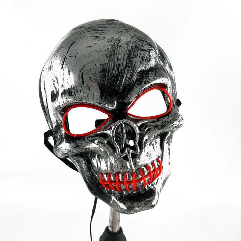 Máscara de calavera malvada, mascarada de Carnaval de Halloween, Casa Encantada, decoración aterradora, esqueleto de Cosplay, Fiesta Temática aterradora, máscara iluminada