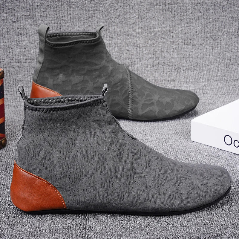 YRZL Mocasines para hombre de malla transpirable, mocasines ligeros de conducción de caña alta, zapatos casuales sin cordones para hombres, zapatos cómodos para caminar
