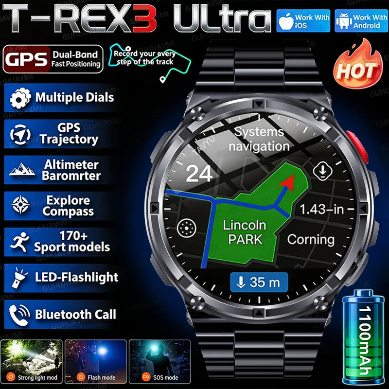 T-Rex3 Pro Reloj Inteligente GPS 5ATM Militar