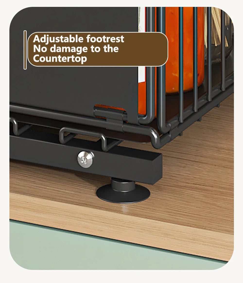 Organizador de gabinete extraíble de 2 niveles, estante de almacenamiento de cocina ajustable, organizador debajo del fregadero, estante de almacenamiento para tarros de especias, cajón deslizante