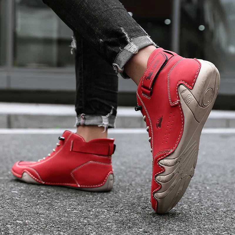 Zapatos informales de cuero, zapatillas de deporte para hombre, mocasines para caminar al aire libre, calzado cómodo, botas de lujo para hombre
