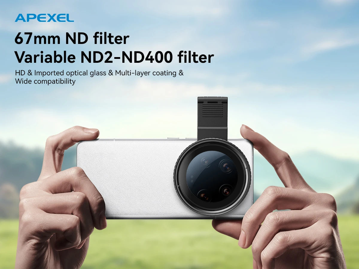 Filtros CPL y ND 32/400 con Clip Universal APEXEL para Móvil y DSLR
