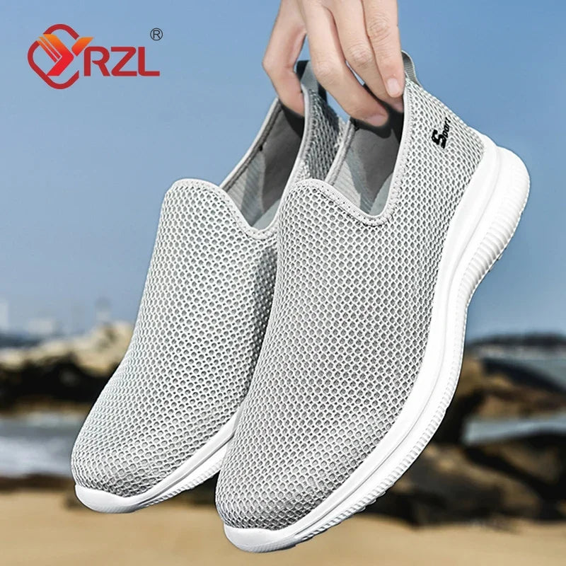 YRZL Zapatillas de deporte para hombre, zapatos informales transpirables Unisex, mocasines de malla antideslizantes para exteriores, zapatos de tenis ligeros a la moda para hombre