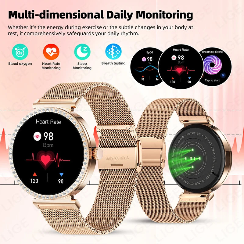LIGE Reloj Inteligente Lujo con Diamantes GPS
