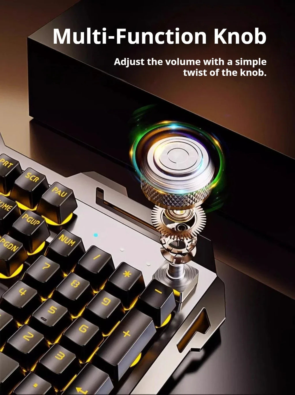 Teclado para juegos con cable GX80Machinery, retroiluminación LED de 104 teclas, membrana silenciosa, panel de metal, recargable (USB), para PC/portátil