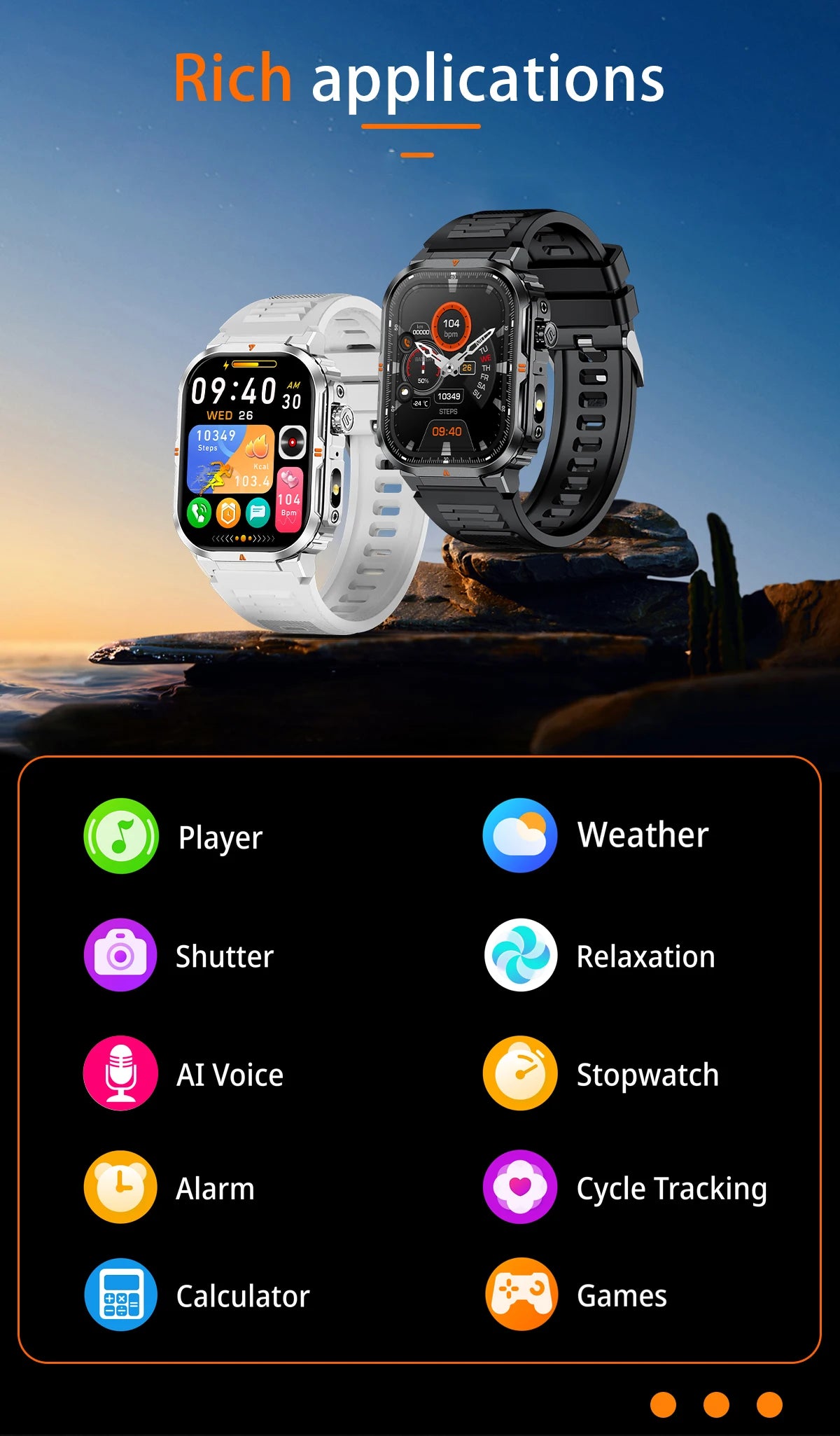 LIGE Reloj Inteligente Linterna LED Militar