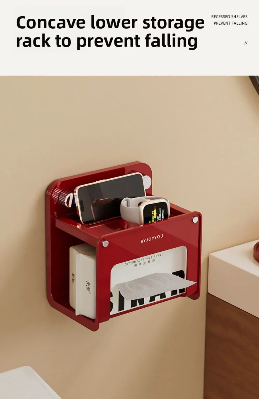 Portarrollos de Papel Higiénico con Ventosa, Montado en la Pared, Impermeable, de Plástico Resistente, Sin Perforaciones, Organizador de Baño, Caja para Toallitas Húmedas