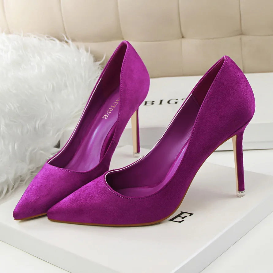 Zapatos de Tacón Alto 9cm para Mujer - Gamuza, Tallas Grandes