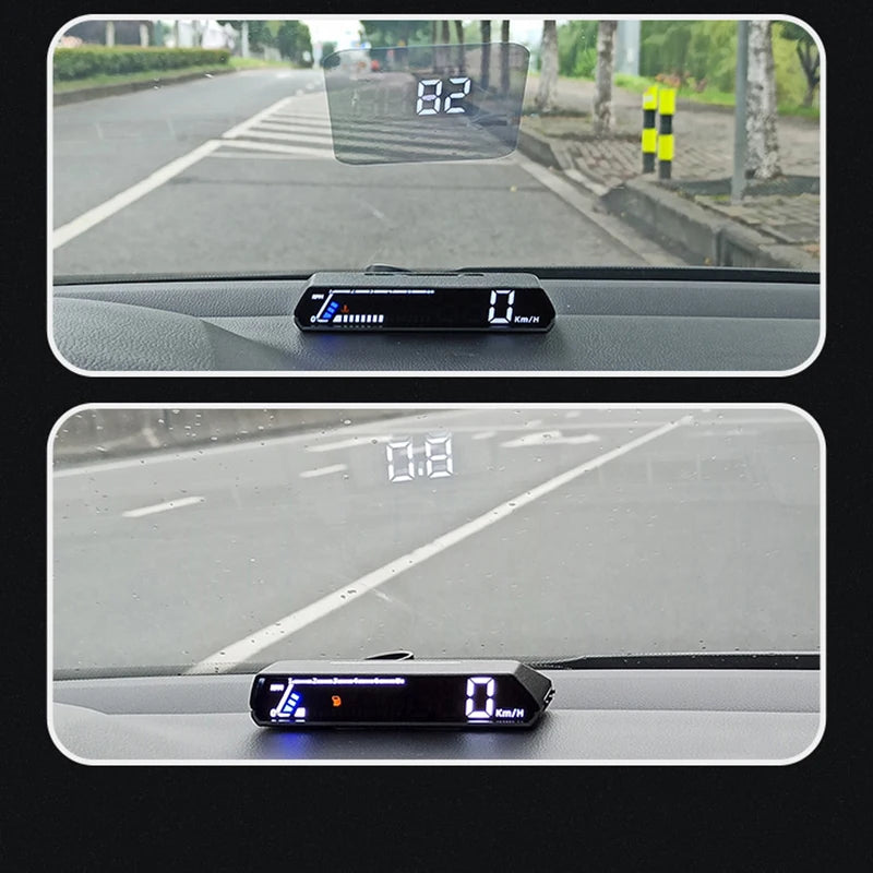 Velocímetro Digital de doble pantalla para coche, velocímetro de conducción HUD ODB, proyector de parabrisas, pantalla frontal de voltaje para vehículos de camión