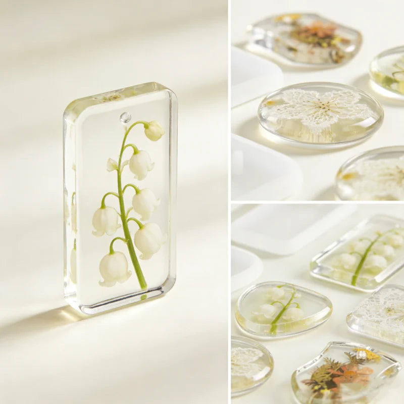Moldes de Resina de Silicona para Epoxi Cristalino DIY, 6 Estilos de Colgantes y Etiquetas con Superficie de Espejo: Redondos, Ovalados, Cuadrados