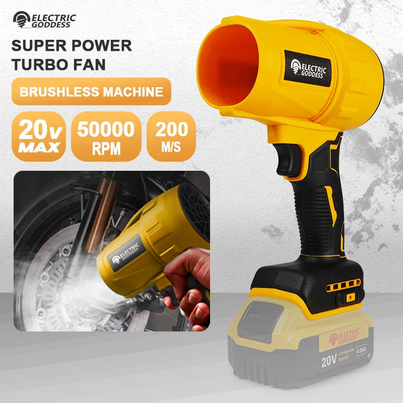 Soplador de aire eléctrico inalámbrico sin escobillas de diosa eléctrica, ventilador Turbo Jet, herramienta de soplado de polvo de mano para Dewalt, Pin de batería de 20V