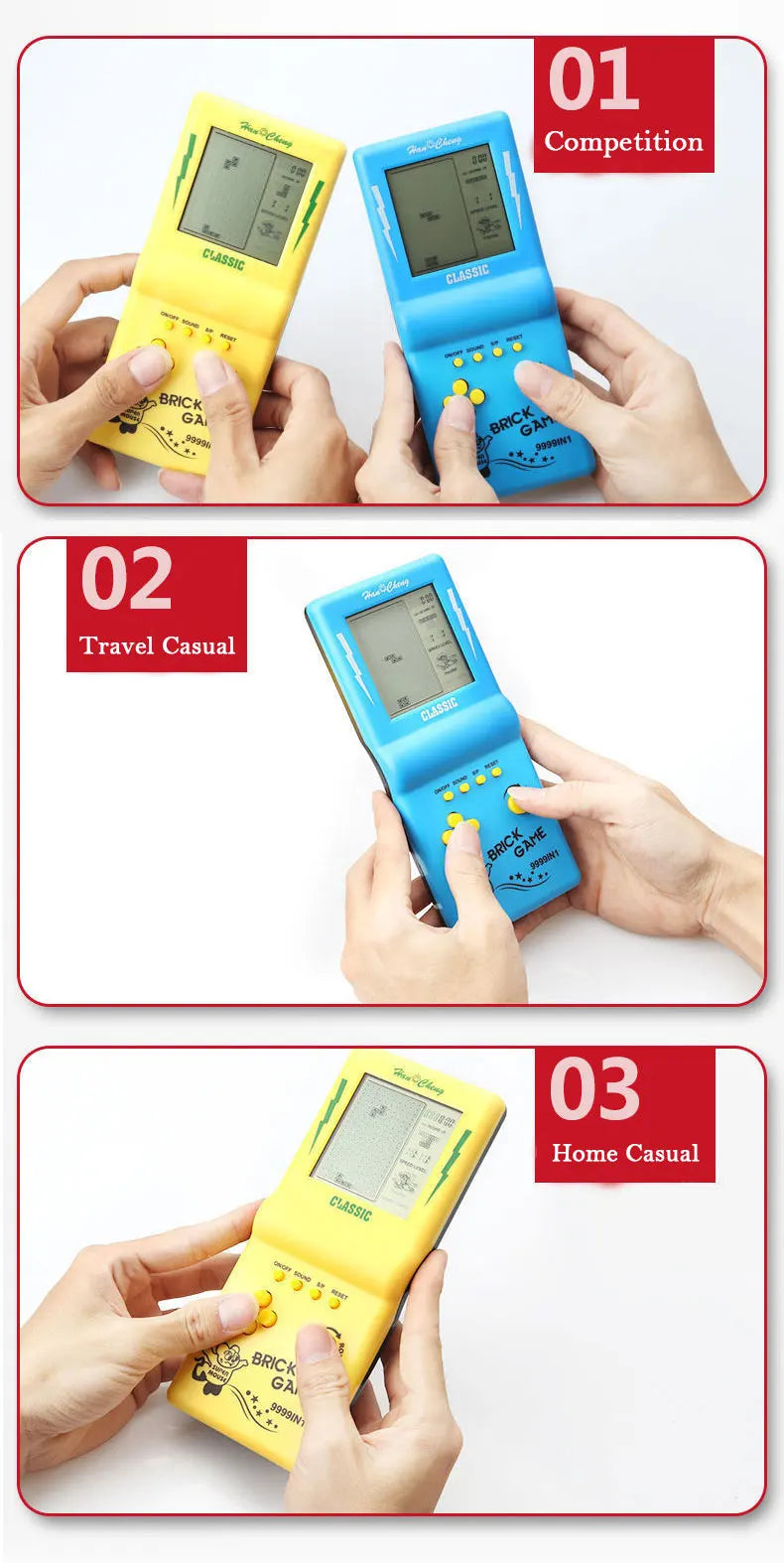 Consola de Juegos Retro Portátil Tipo Tetris, Pantalla Grande para Niños