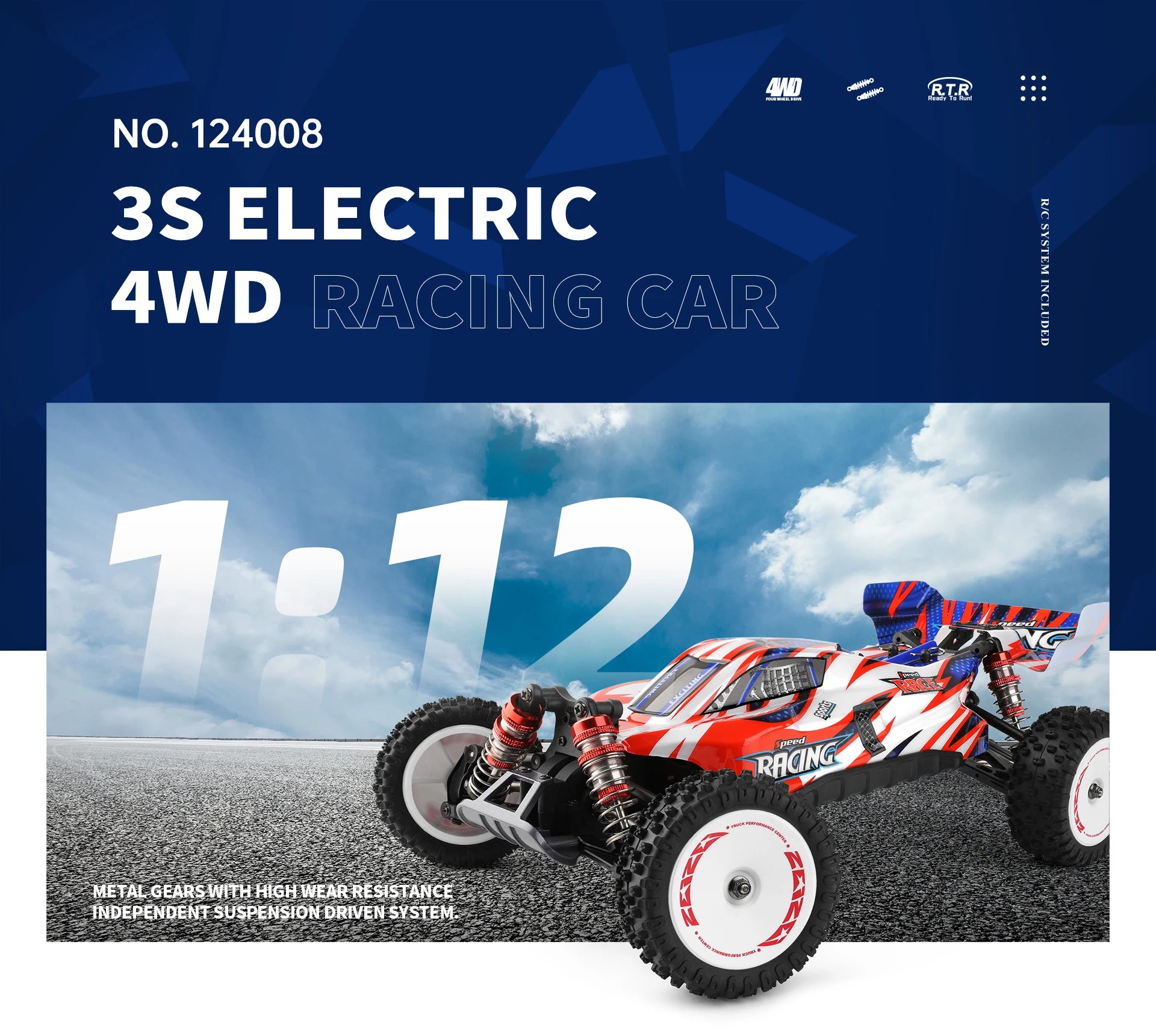 WLtoys 1/12 Autos RC 124008 124010 2.4G de Alta Velocidad   Coche de carreras teledirigido sin escobillas 4WD 60km/h, juguete para niños y adultos, regalo